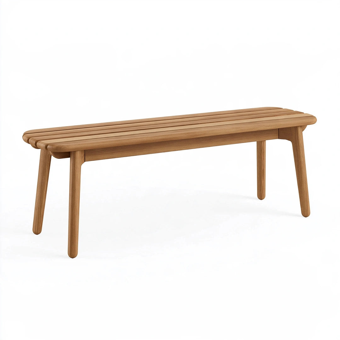 Panca 120 x 35 x 45 cm in legno marrone a doghe per ingresso e soggiorno
