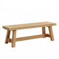 Panca 120 x 35 x 45 cm in legno naturale con seduta intrecciata stile rustico