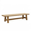 Panca 180 x 40 x 45 cm in legno e fibra intrecciata naturale beige stile rustico per ingresso e sala da pranzo