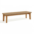 Panca 120 x 40 x 45 cm in legno naturale e fibra intrecciata beige - stile rustico