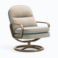 Poltrona girevole 70 x 70 x 105 cm in tessuto beige con struttura marrone per ufficio