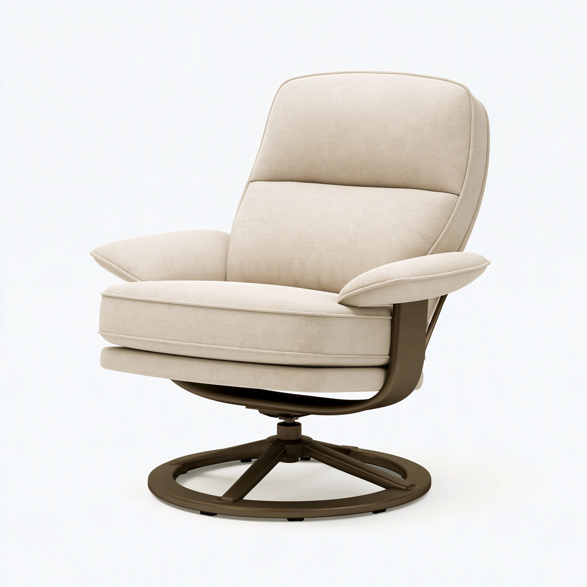 Poltrona girevole 82 x 92 x 104 cm in tessuto beige con struttura in metallo stile moderno