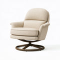 Poltrona girevole 82 x 88 x 102 cm in tessuto beige con base in metallo stile moderno