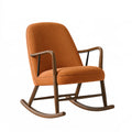 Sedia a dondolo 68 x 92 x 98 cm in tessuto arancione e legno marrone stile retrò