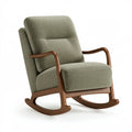 Sedia a dondolo 70 x 90 x 100 cm in tessuto verde oliva e legno marrone - stile moderno