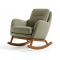 Sedia a dondolo 75 x 90 x 98 cm in tessuto verde con struttura in legno - poltrona imbottita per soggiorno