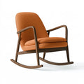 Sedia a dondolo 70 x 90 x 95 cm in tessuto terracotta e legno marrone - stile nordico