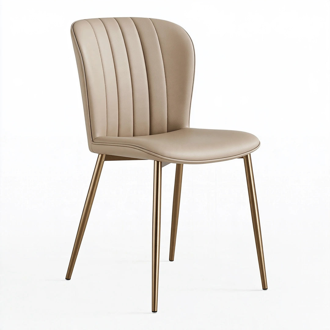 Sedia da pranzo 48 x 55 x 85 cm imbottita beige con gambe in metallo stile moderno