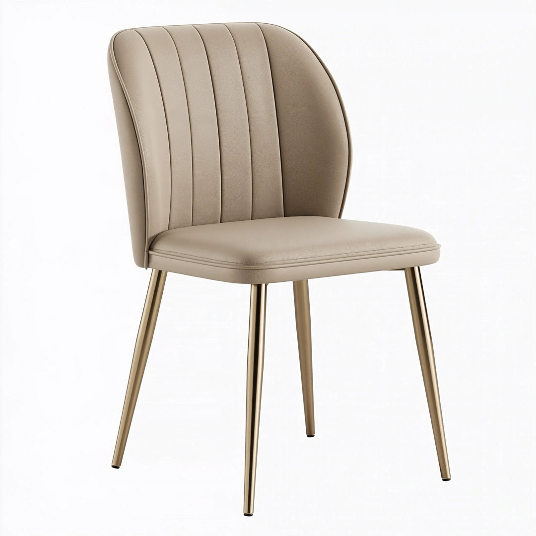 Sedia da pranzo 48 x 57 x 84 cm imbottita beige con gambe in metallo dorato stile moderno