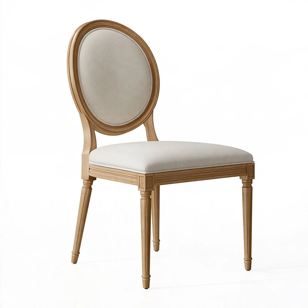 Sedia da pranzo 50 x 55 x 98 cm in legno beige con seduta imbottita stile classico