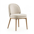 Sedia imbottita 55 x 60 x 82 cm in tessuto beige con gambe in legno stile moderno