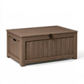 Cassapanca da esterno 120 x 62 x 63 cm in plastica marrone effetto legno con coperchio