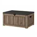 Cassapanca da esterno 120 x 60 x 65 cm in materiale sintetico marrone e nero con coperchio e chiusura