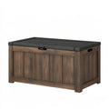 Baule contenitore da esterno 120 x 60 x 63 cm in plastica marrone effetto legno con coperchio