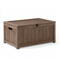 Baule contenitore da esterno 120 x 60 x 65 cm in resina marrone effetto legno con coperchio